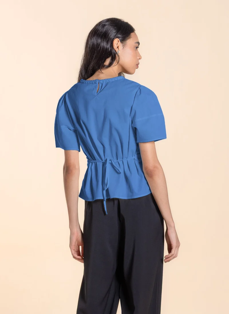 SHAPES DETAILED COTTON BACK TIE TOP